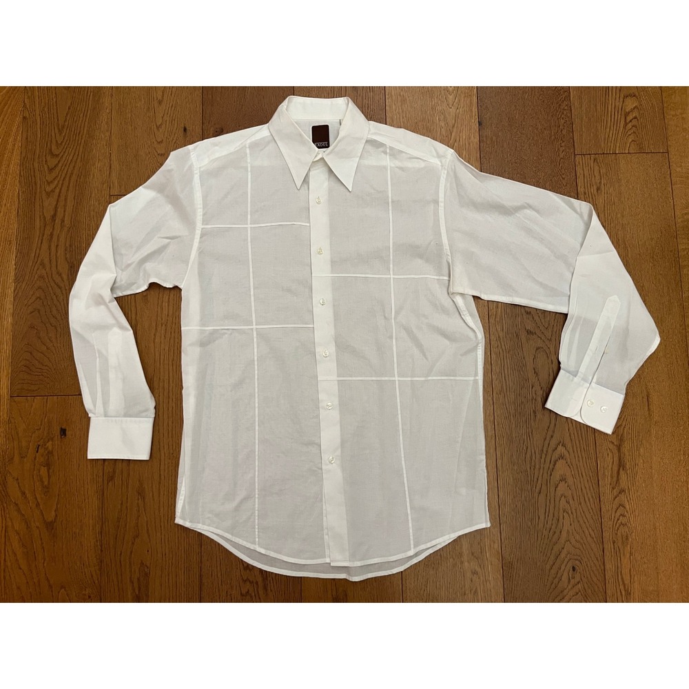 Raoul Men's Straight Fit White Dress Shirt Stitched Pattern‎ 16/41 Luxe 16 41
